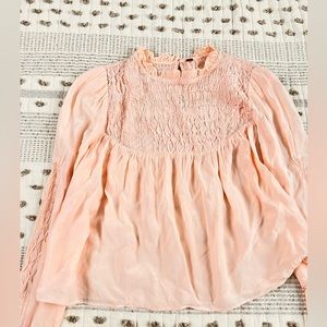 Free people Soft Pastel Pink Moon Cake Lace Long Sleeve Blouse
